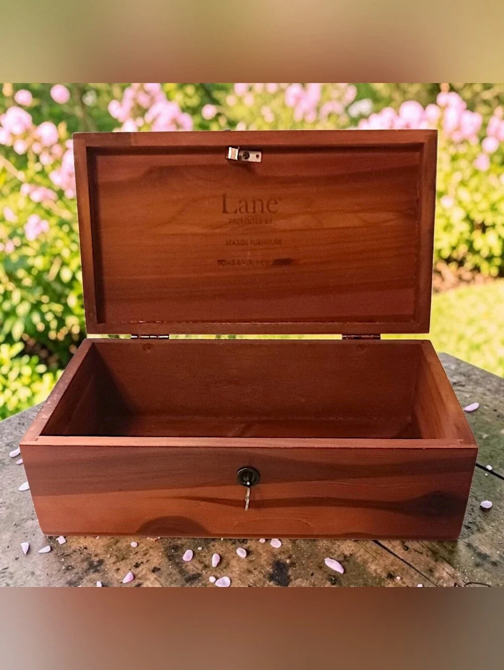 Vintage Lane Mini Cedar Hope Chest Jewelry Trinket Box Salesman Sample Has Key